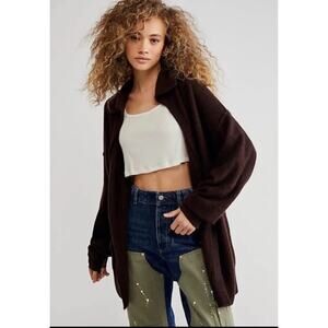 Free People Sweater Swim Too Deep Cashmere Slouchy  Brown $298 Cardigan Top